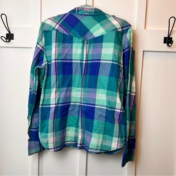 American Eagle Outfitters Womens Button Front Shirt Multicolor Long Sleeve Large - Picture 6 of 6